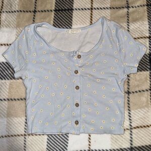 Heart Hips Light Blue Top with Yellow Dots
